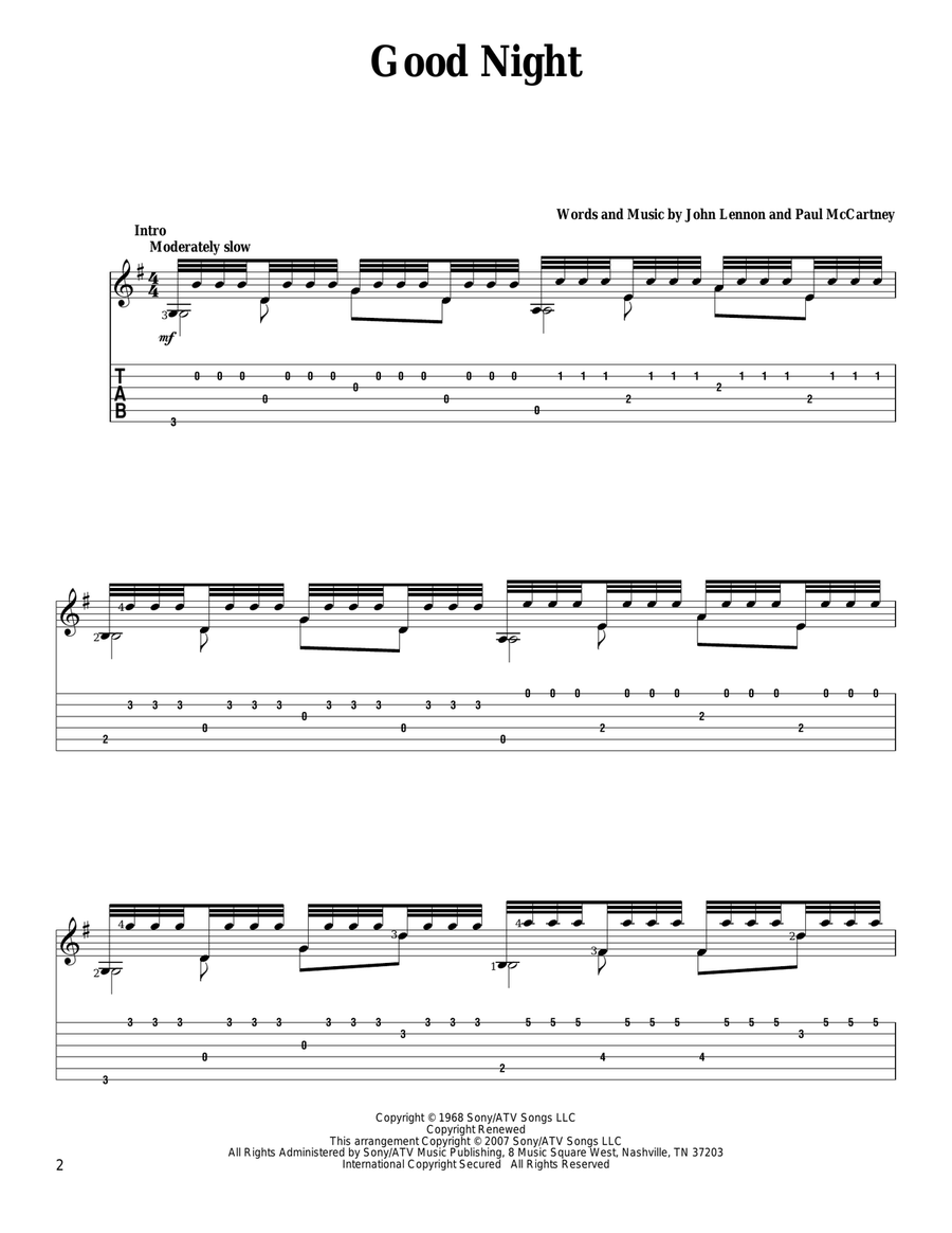 Good Night Good Night Acoustic Guitar scores gallery preview page 1