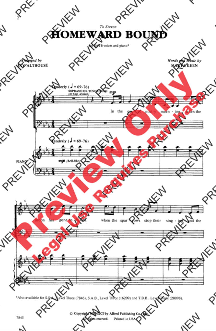 Homeward Bound 4-Part scores gallery preview page 2