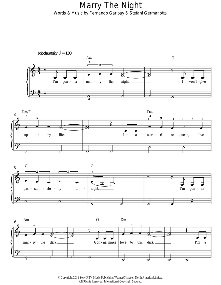 Marry The Night Marry The Night Voice scores gallery preview page 1