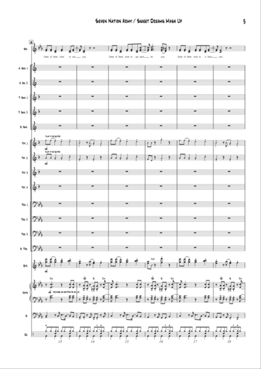 Seven Nation Army / Sweet Dreams Mash Up Jazz Ensemble scores gallery preview page 3