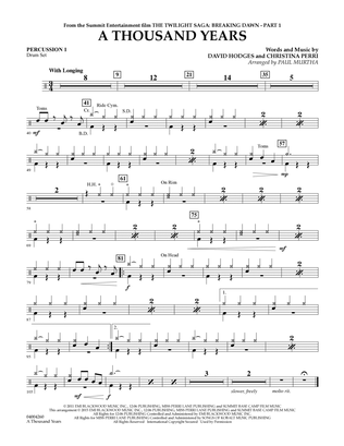 A Thousand Years (from The Twilight Saga: Breaking Dawn, Part 1) - Percussion 1