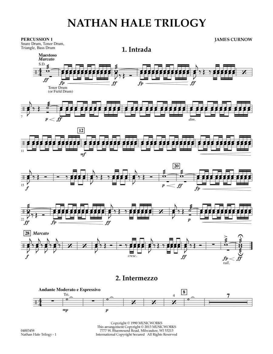 Nathan Hale Trilogy - Percussion 1 Concert Band scores gallery preview page 1