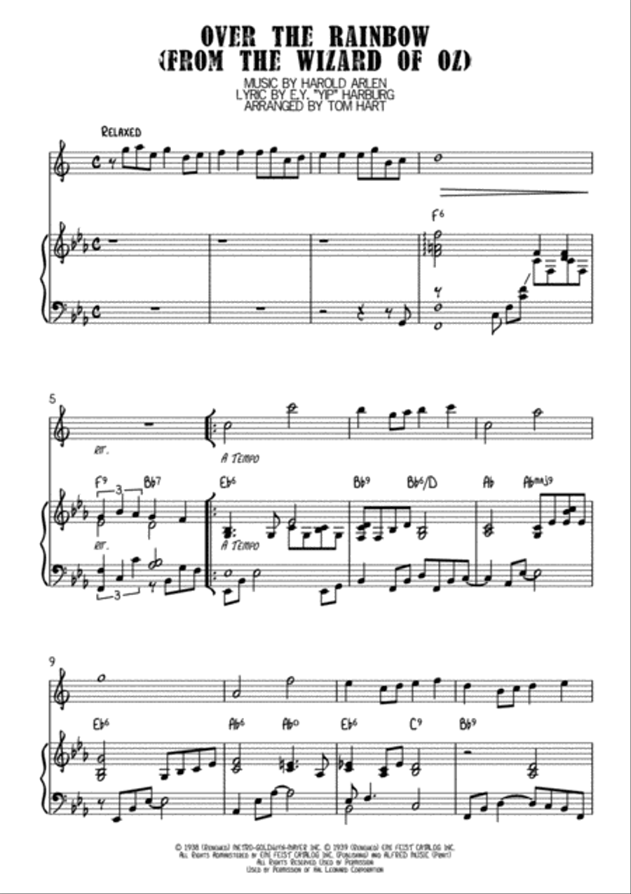 Over The Rainbow (from The Wizard Of Oz) Alto Saxophone scores gallery preview page 1