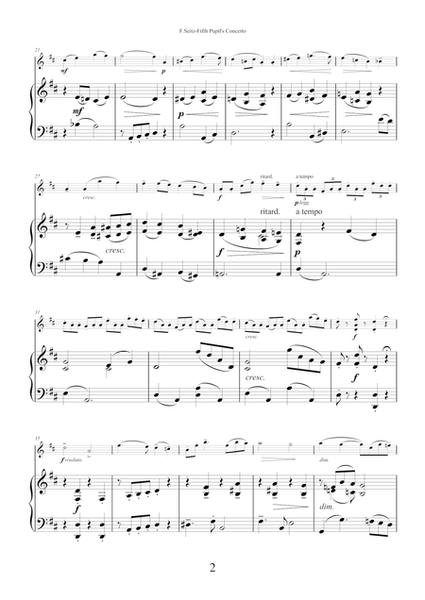 Fifth Pupil's Concerto in D major Op.22 by Friedrich Seitz for violin and piano