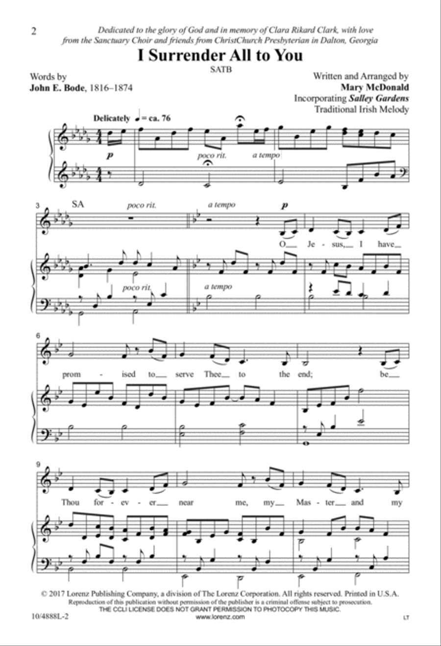 I Surrender All to You 4-Part scores gallery preview page 2