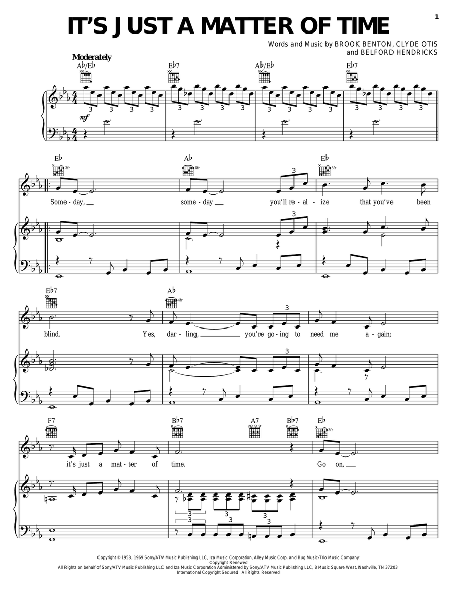 It's Just A Matter Of Time Piano, Vocal, Guitar scores gallery preview page 1