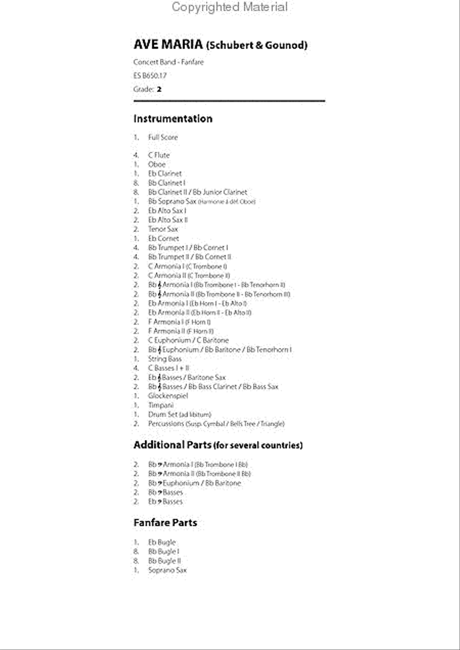 Ave Maria Ave Maria Concert Band scores gallery preview page 2