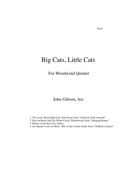 Big Cats, Little Cats - Cat Music for Woodwind Quintet image number null