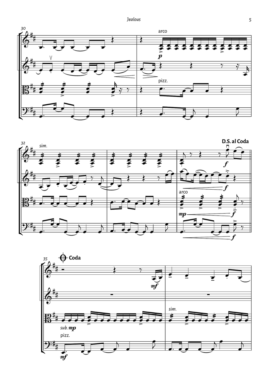 Jealous String Quartet scores gallery preview page 5