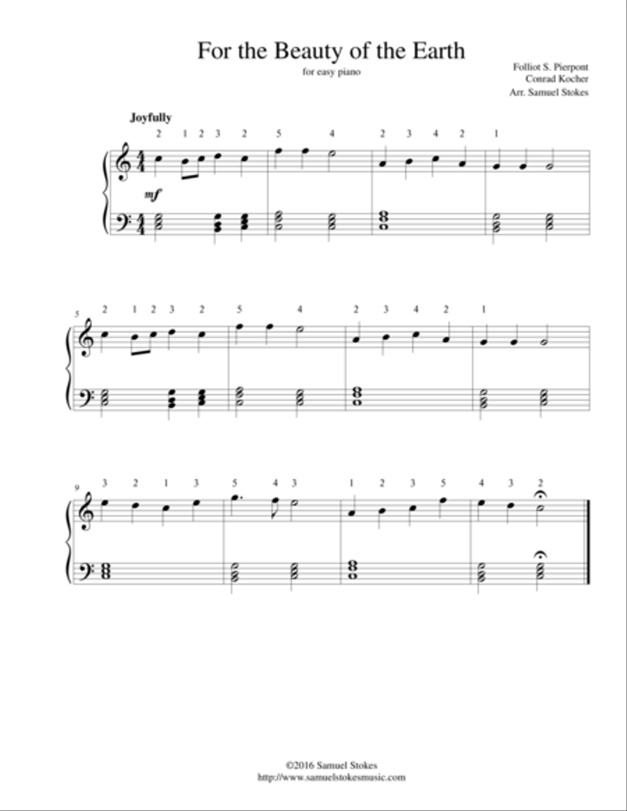 For the Beauty of the Earth - for easy piano Easy Piano scores gallery preview page 1