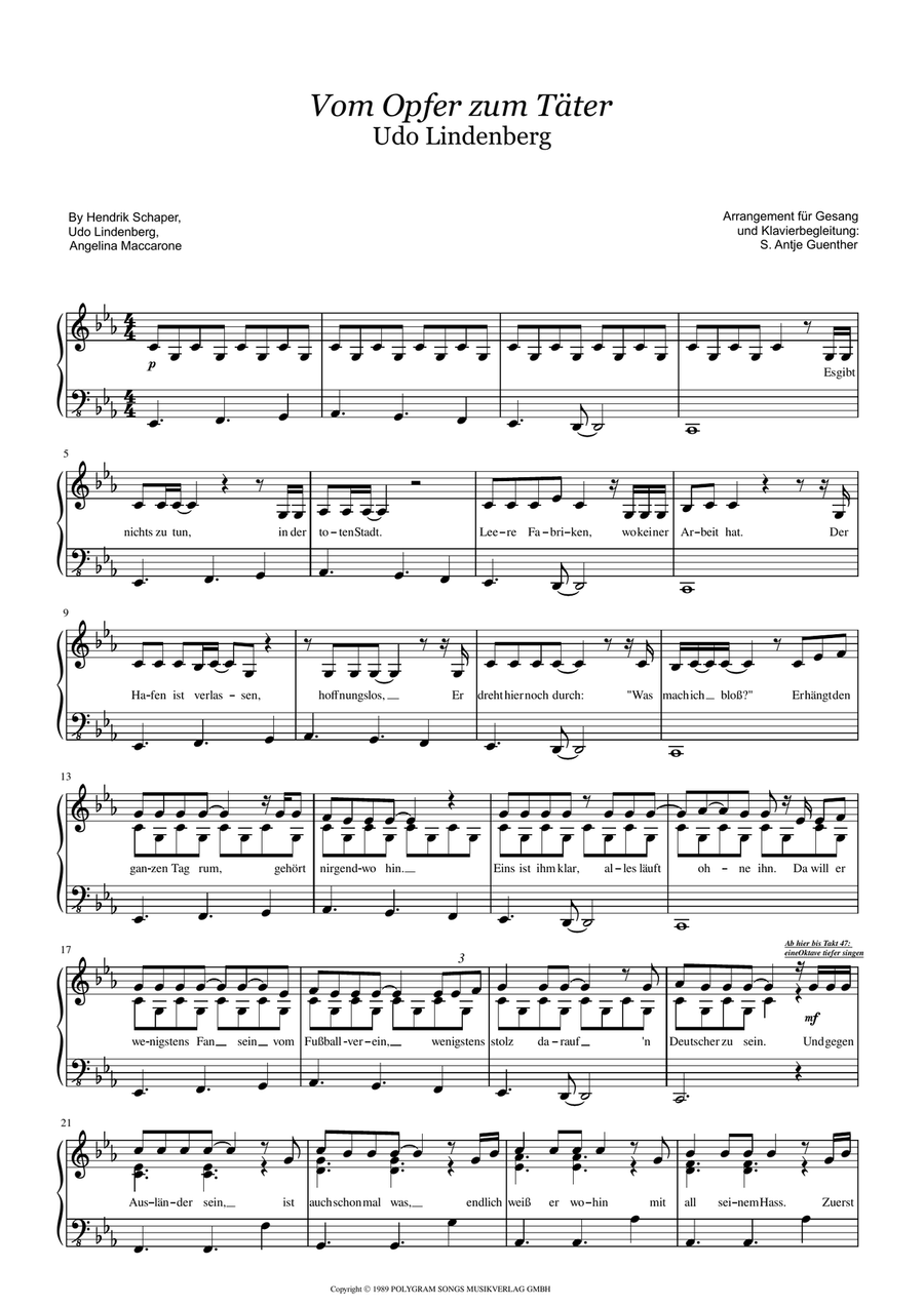 Vom Opfer Zum Taeter Piano Solo scores gallery preview page 1