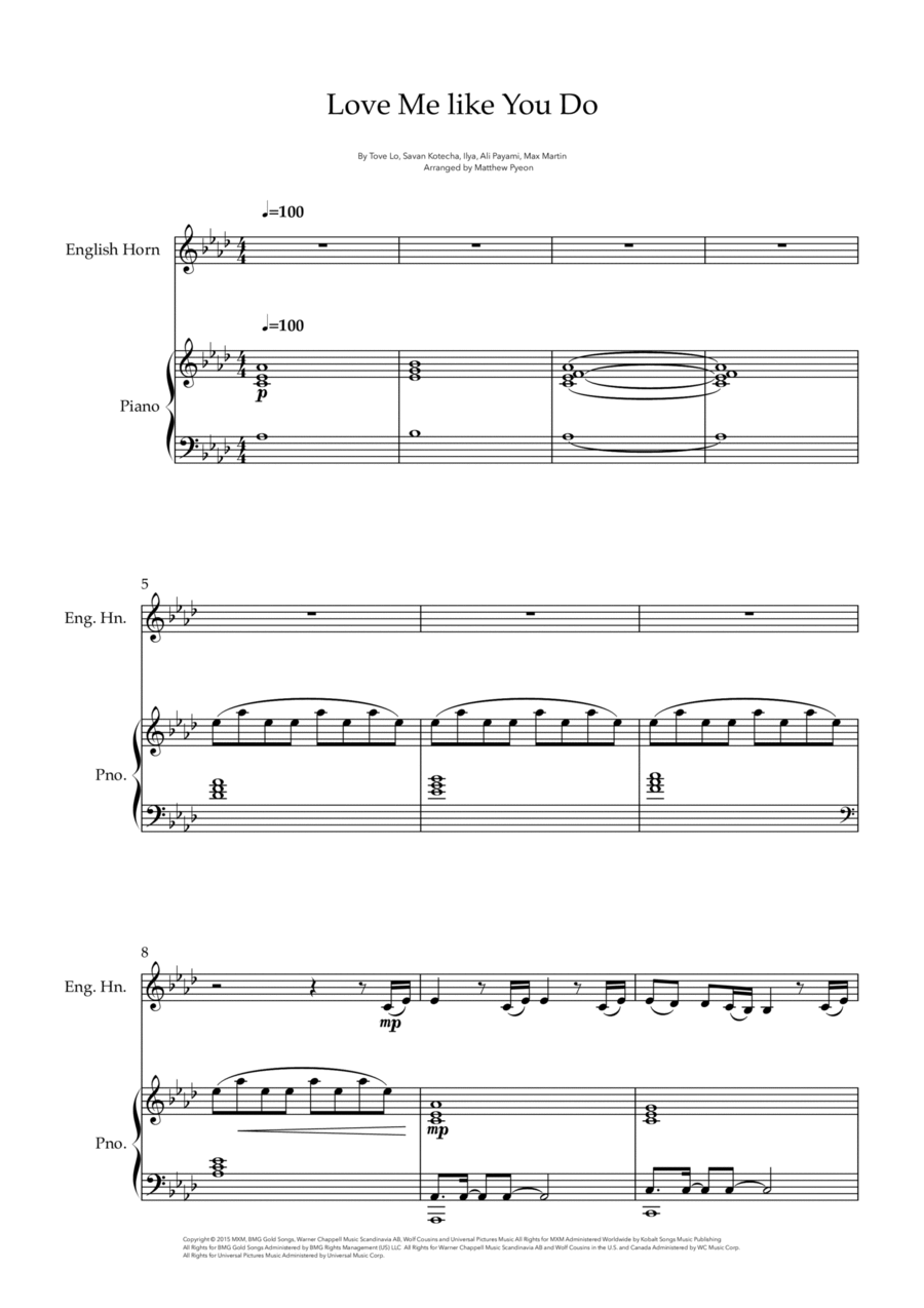 Love Me Like You Do Love Me Like You Do English Horn scores gallery preview page 1