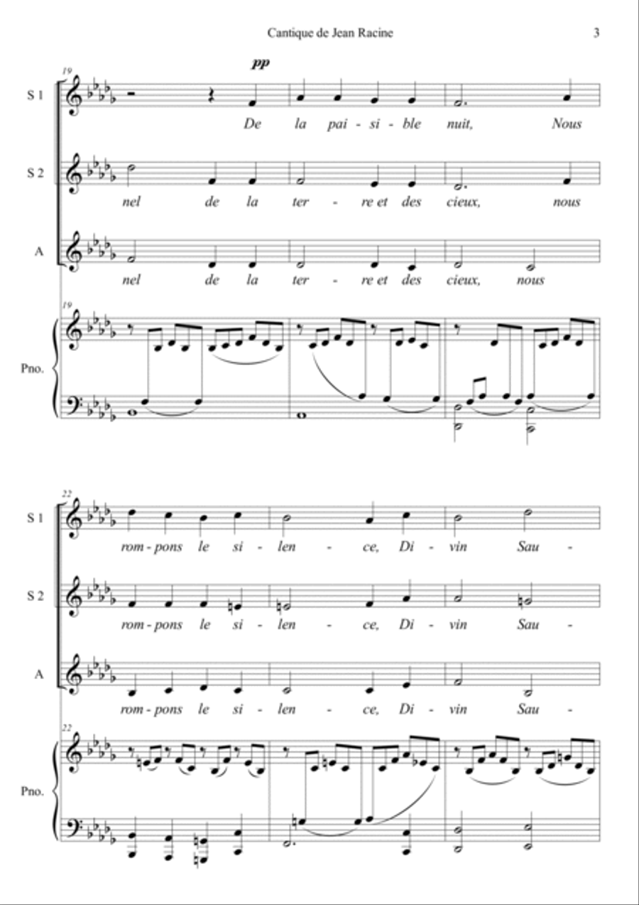 Cantique de Jean Racine SSA scores gallery preview page 3