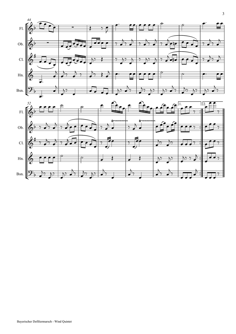 Bayerischer Defiliermarsch - German March - Oktoberfest - Wind Quintet image number null