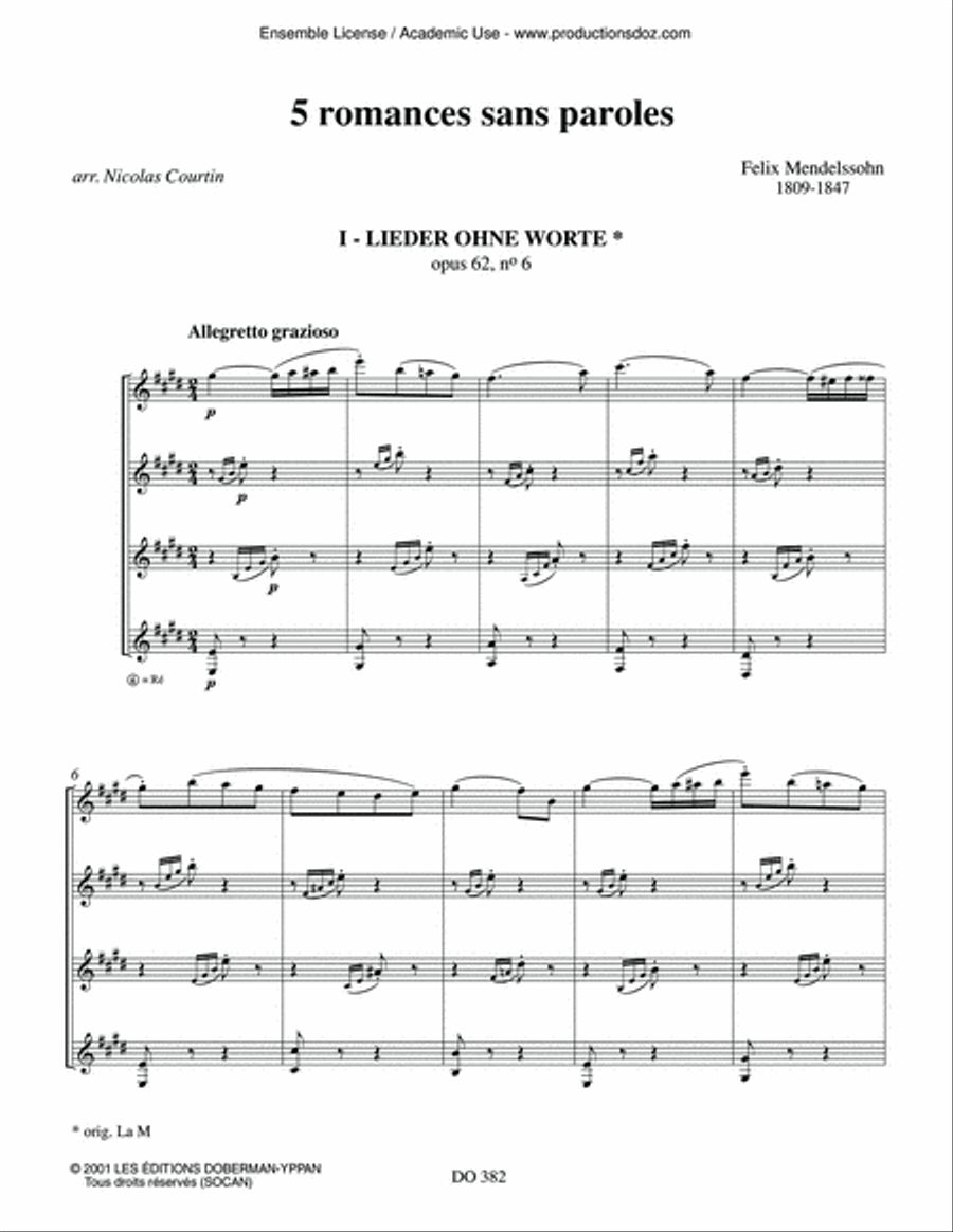 Cinq romances sans paroles Guitar Ensemble scores gallery preview page 3