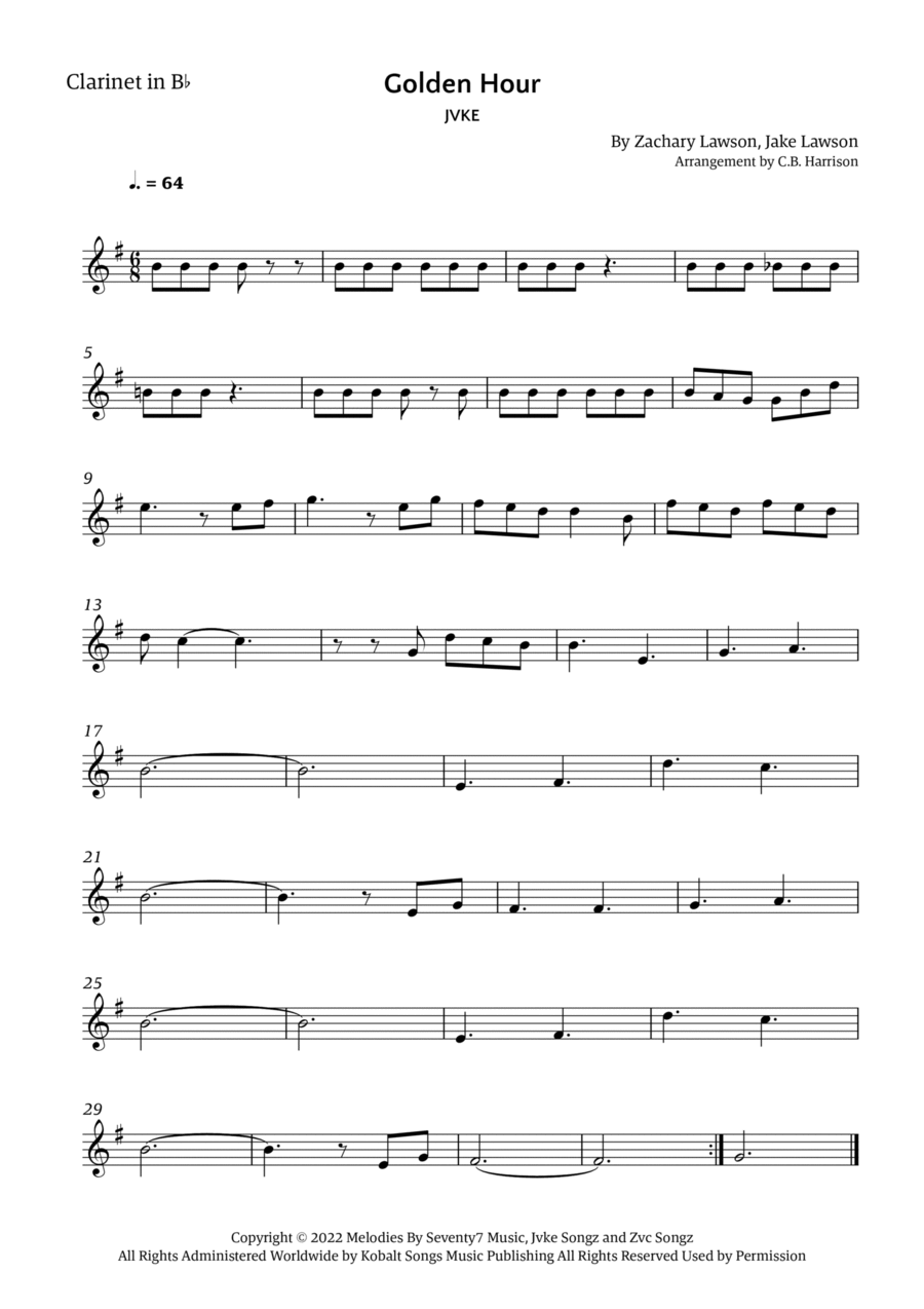 Golden Hour Golden Hour B-Flat Clarinet scores gallery preview page 1