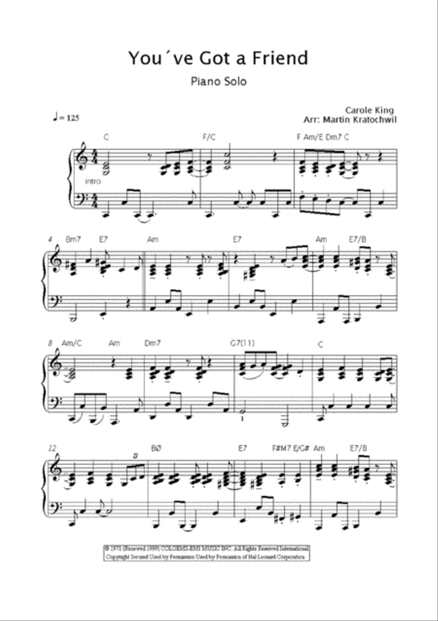You've Got A Friend Piano Solo scores gallery preview page 2