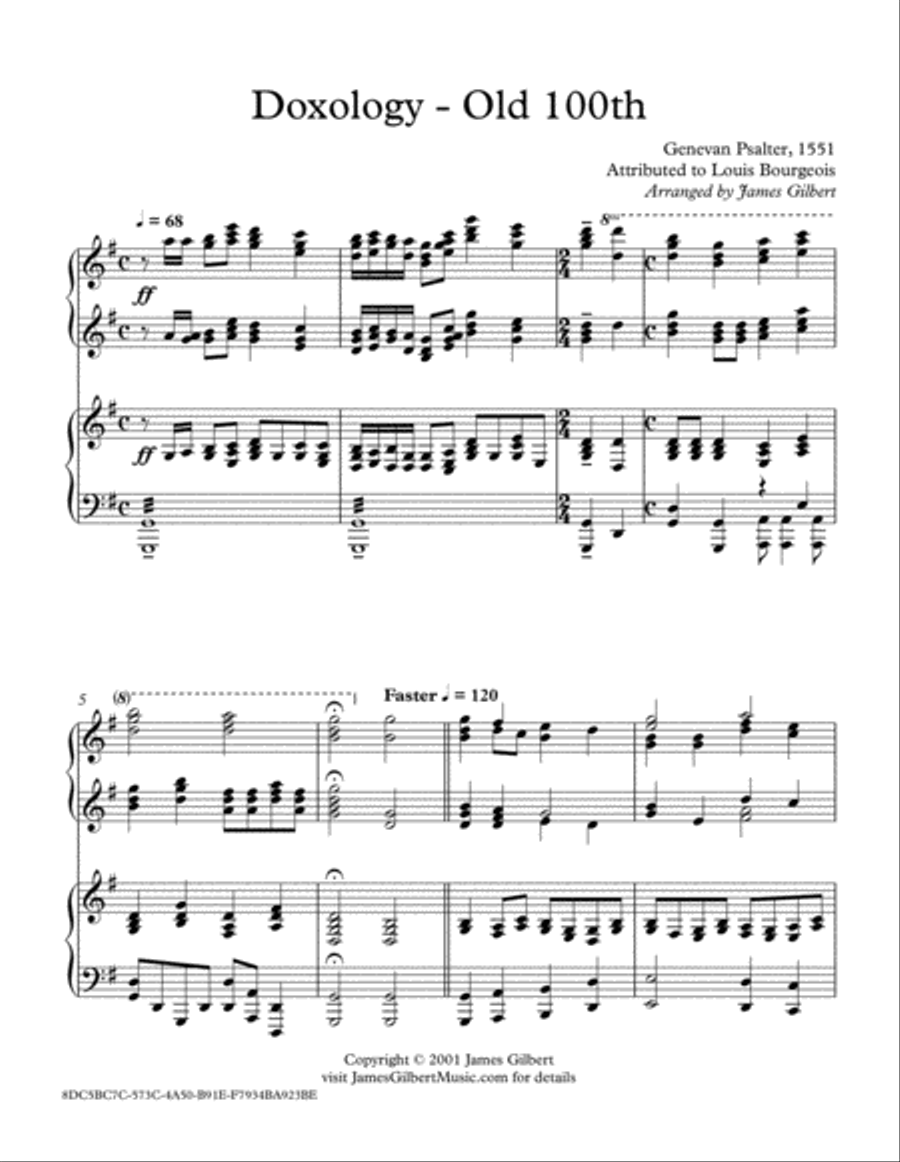 Doxology - OLD 100TH Piano Method scores gallery preview page 1