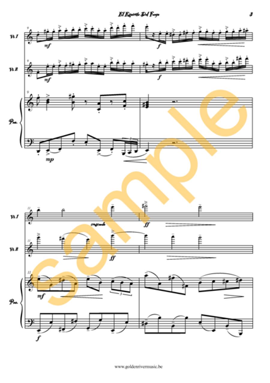 El Spiritu del Fuego / Fire Spirit for 2 violins Violin Solo scores gallery preview page 4