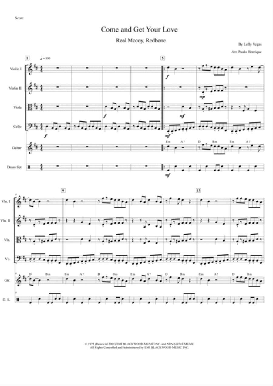 Come And Get Your Love Come And Get Your Love String Quartet scores gallery preview page 2
