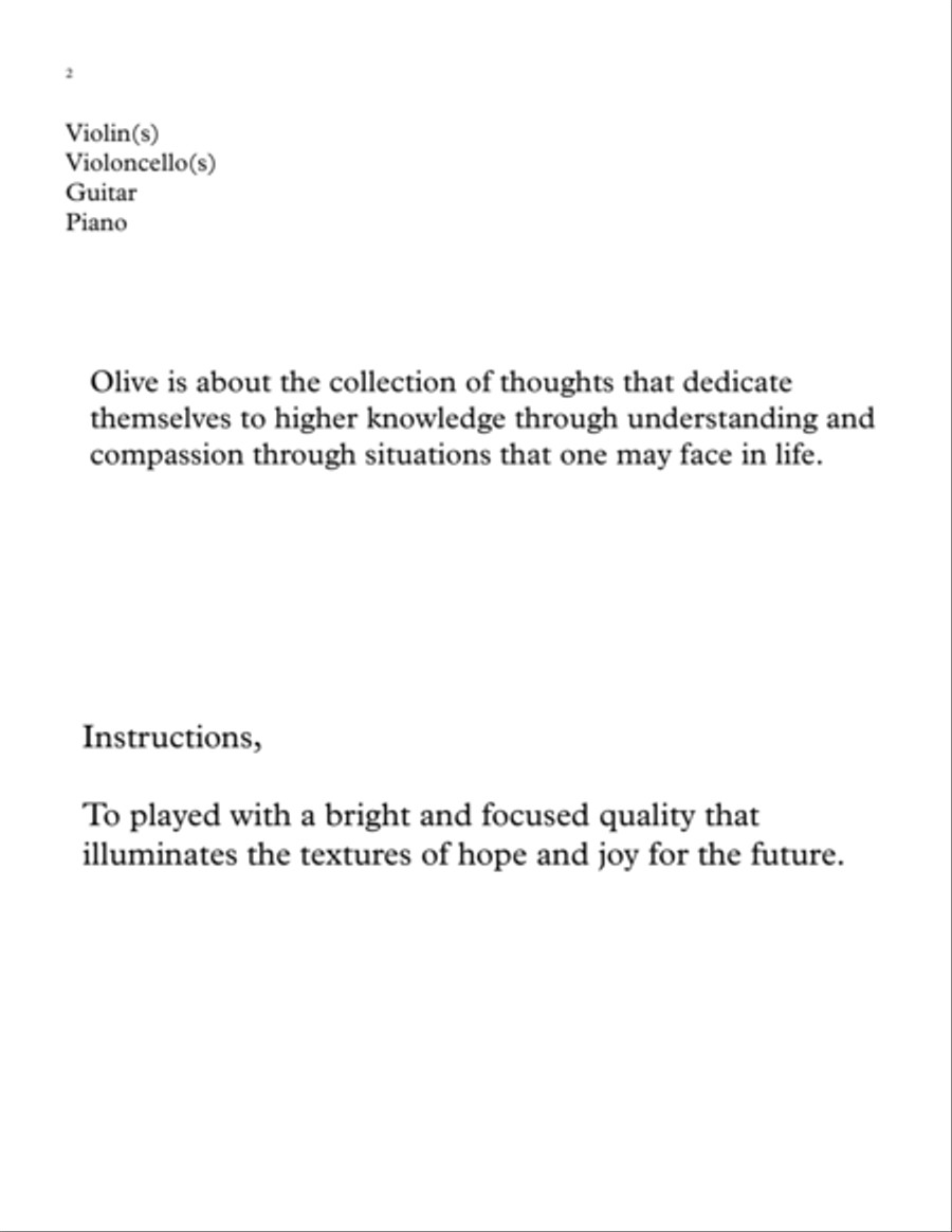 Olive for Violin, Violincello, Guitar and Piano Piano Trio scores gallery preview page 2
