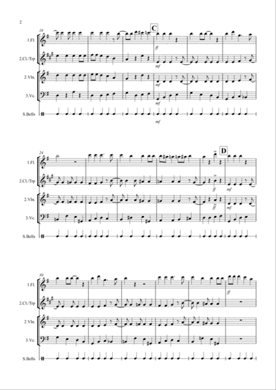 JIngle Bells (Jazzy Style!) for Mixed Trio Large Ensemble scores gallery preview page 2