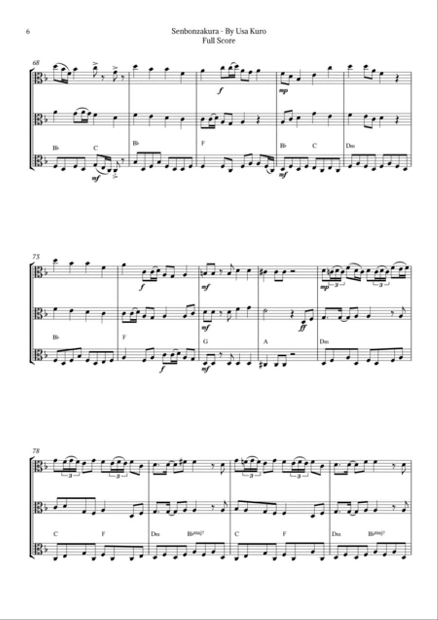 Senbonzakura String Trio scores gallery preview page 6