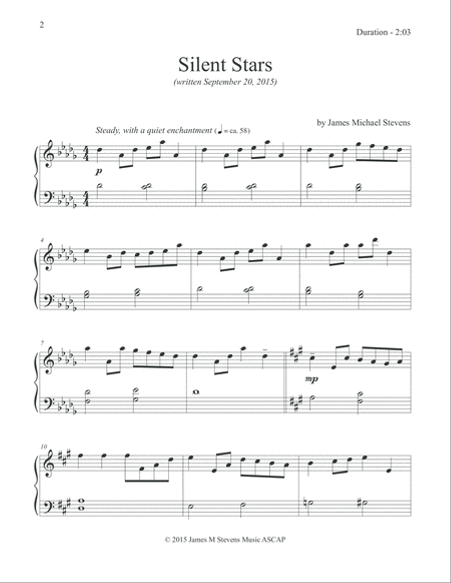 Silent Stars Piano Solo scores gallery preview page 2