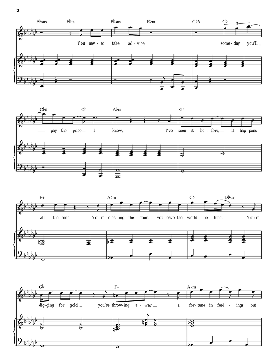 Cold As Ice Piano, Vocal scores gallery preview page 2