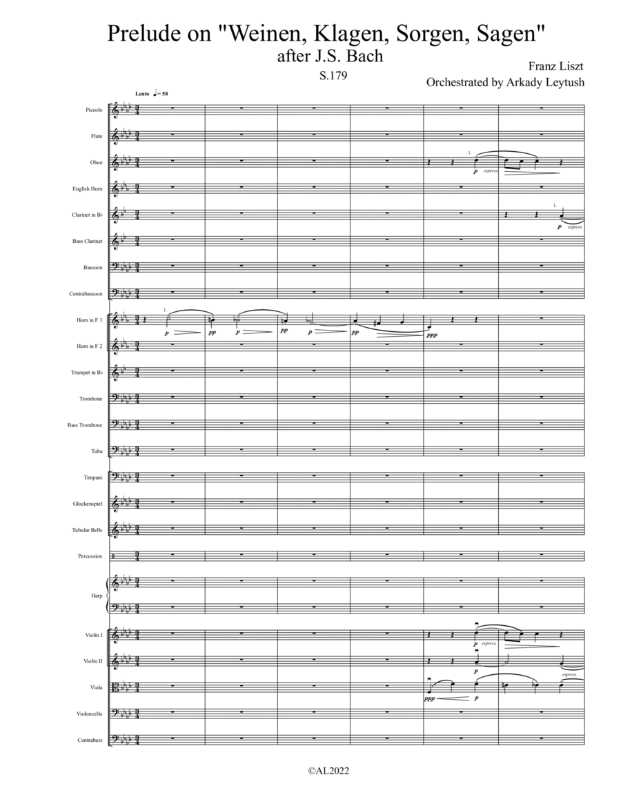 Liszt/Leytush - Prelude on “Weinen, Klagen, Sorgen, Zagen”, S. 179 (after J. S. Bach) image number null
