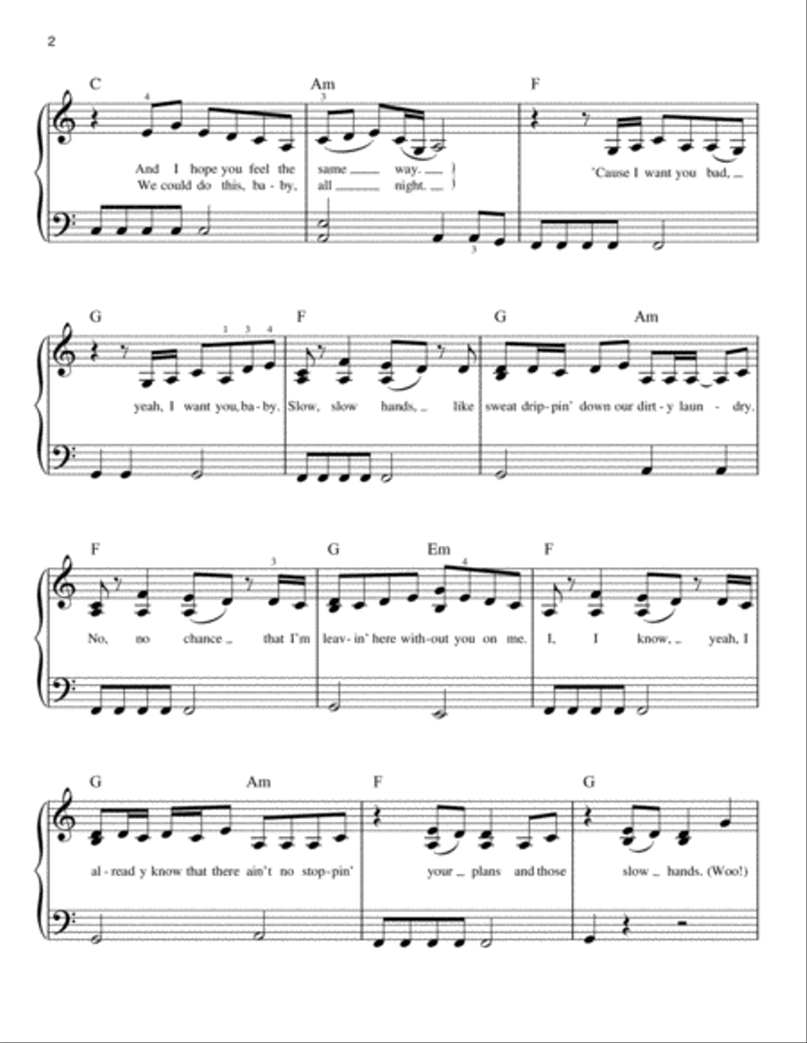 Slow Hands Slow Hands Easy Piano scores gallery preview page 2