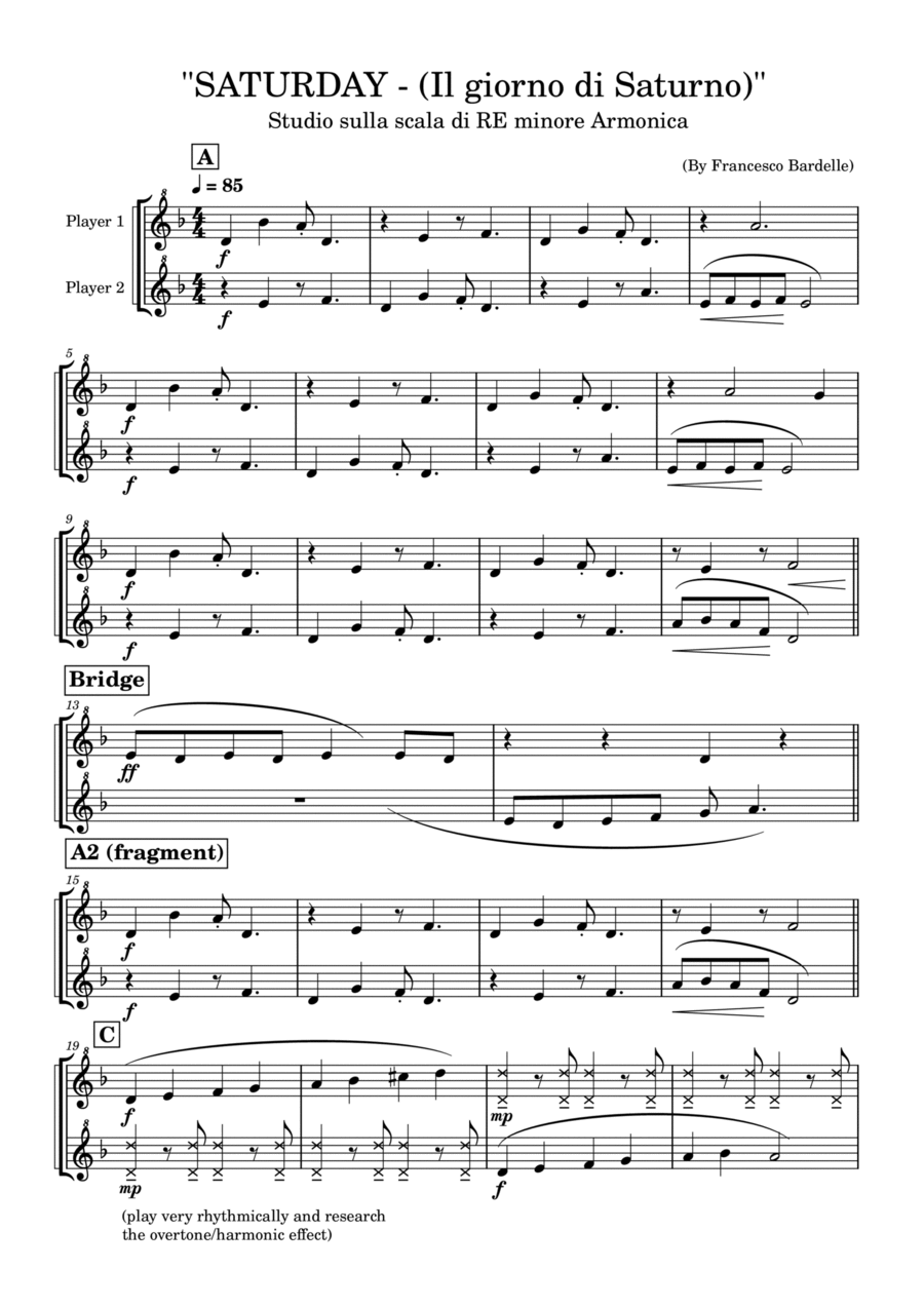 SATURDAY (Il giorno di Saturno) Woodwind Duet scores gallery preview page 1