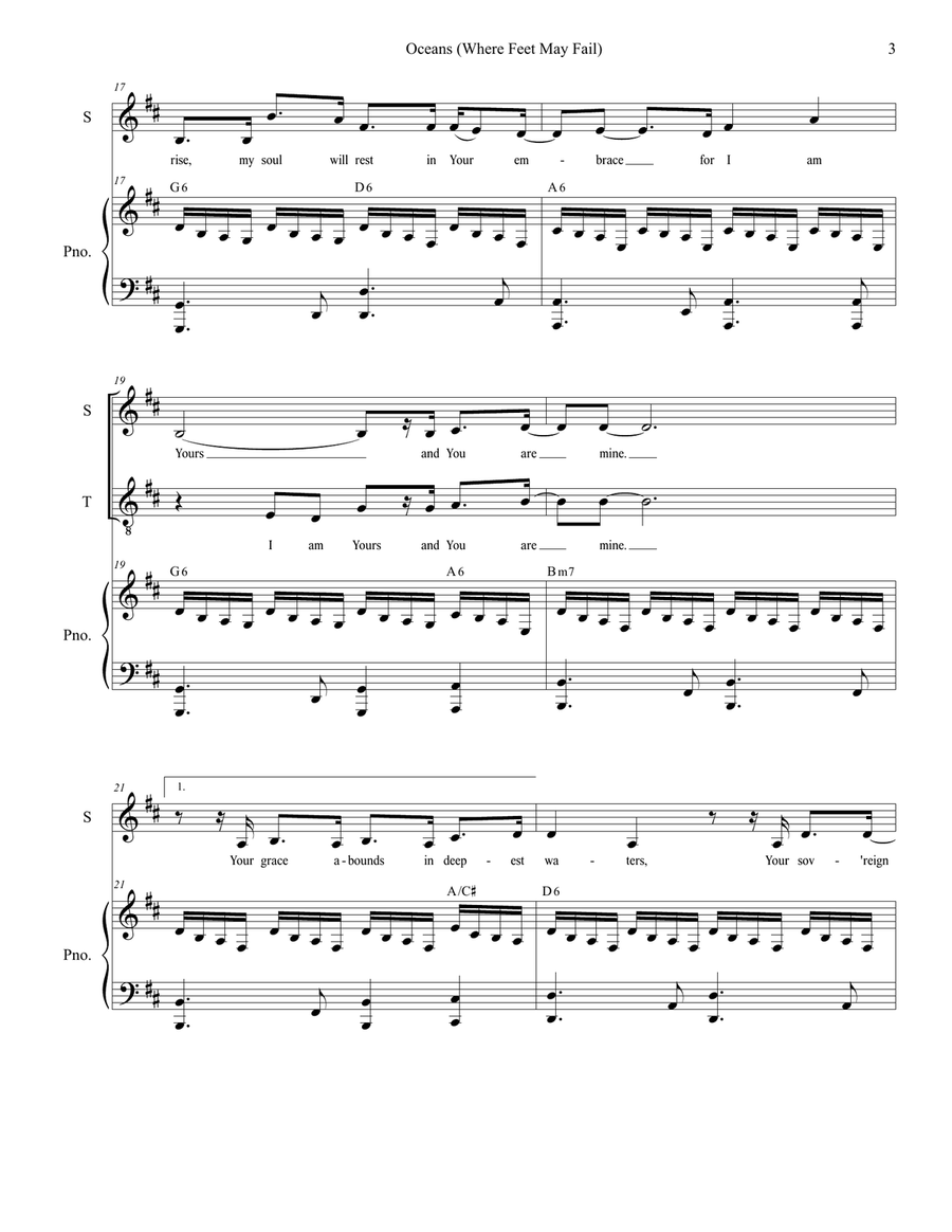 Oceans (Where Feet May Fail) Vocal Duet scores gallery preview page 3