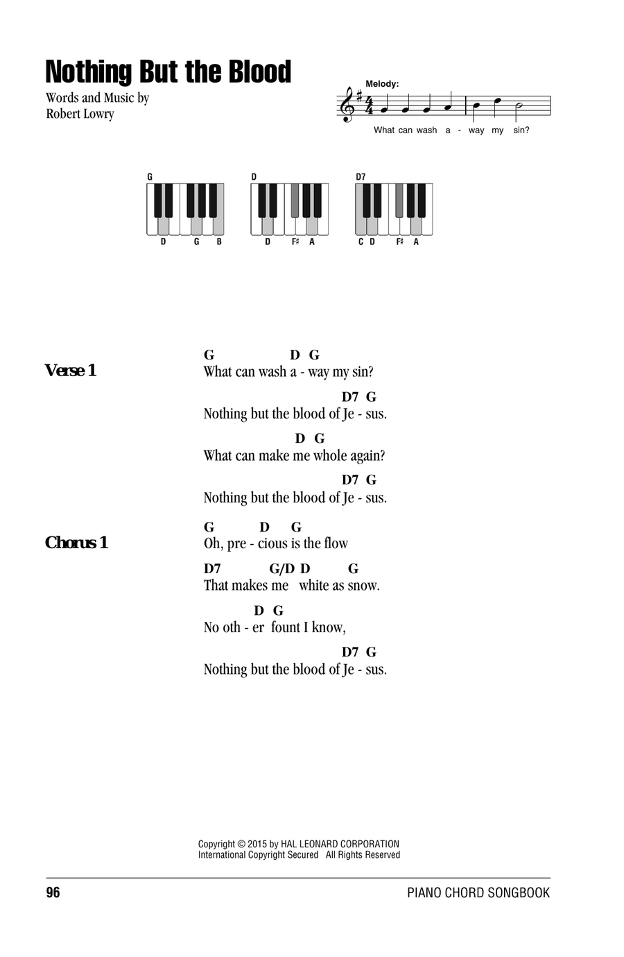 Nothing But The Blood Nothing But The Blood Piano scores gallery preview page 1