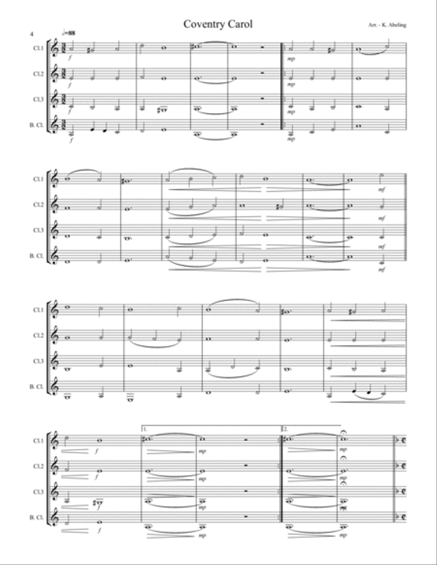 20 Traditional Christmas Carols Volume I (for Clarinet Quartet) Clarinet Quartet scores gallery preview page 5