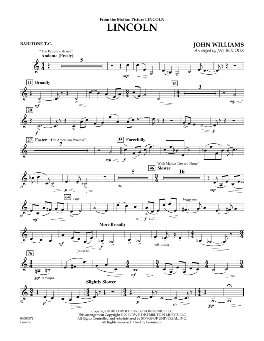 Lincoln - Baritone T.C. Concert Band scores gallery preview page 1