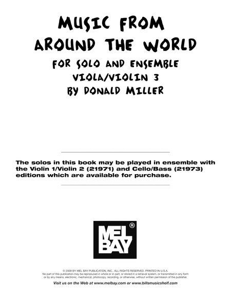 Music From Around The World For Solo & Ensemble, Viola-Violin
