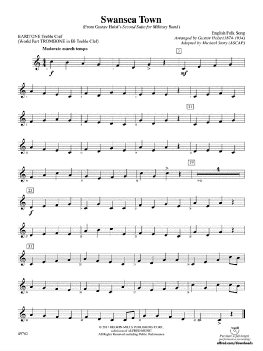 Swansea Town: Baritone T.C. Concert Band scores gallery preview page 1
