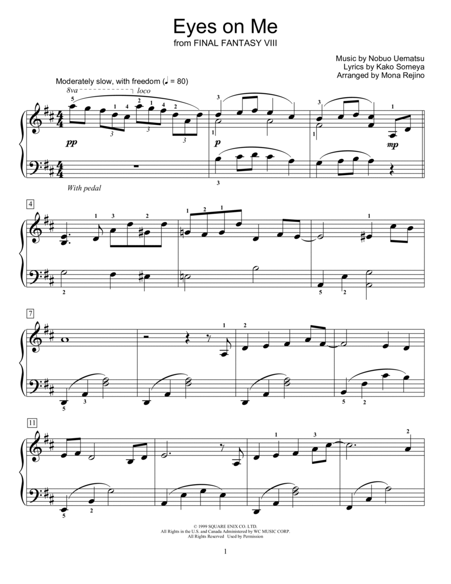 Eyes On Me (from Final Fantasy VIII) (arr. Mona Rejino) Piano Method scores gallery preview page 1