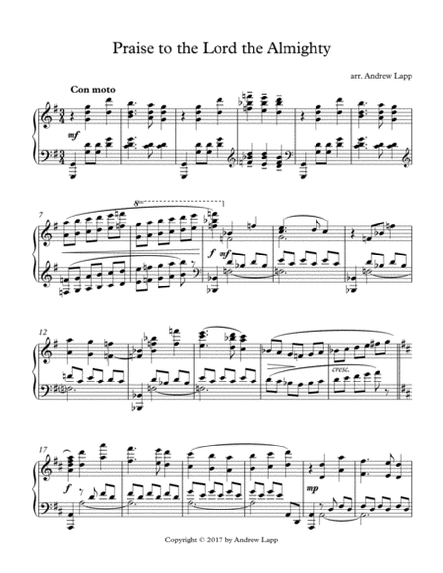Praise to the Lord the Almighty - Solo Piano image number null