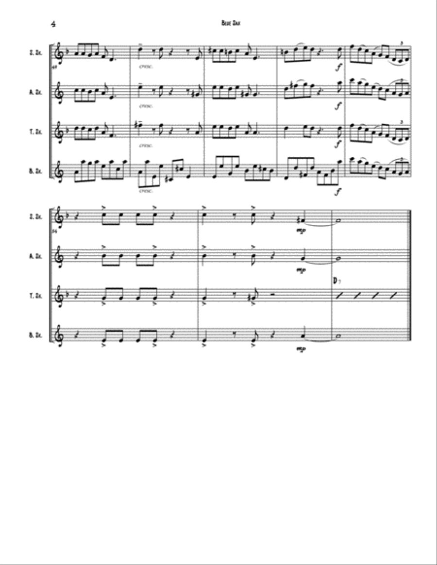 Blue Sax Woodwind Quartet scores gallery preview page 4