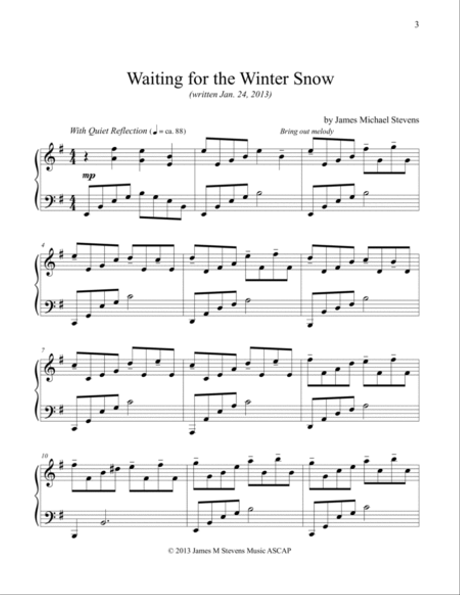 Waiting for the Winter Snow Piano Solo scores gallery preview page 3