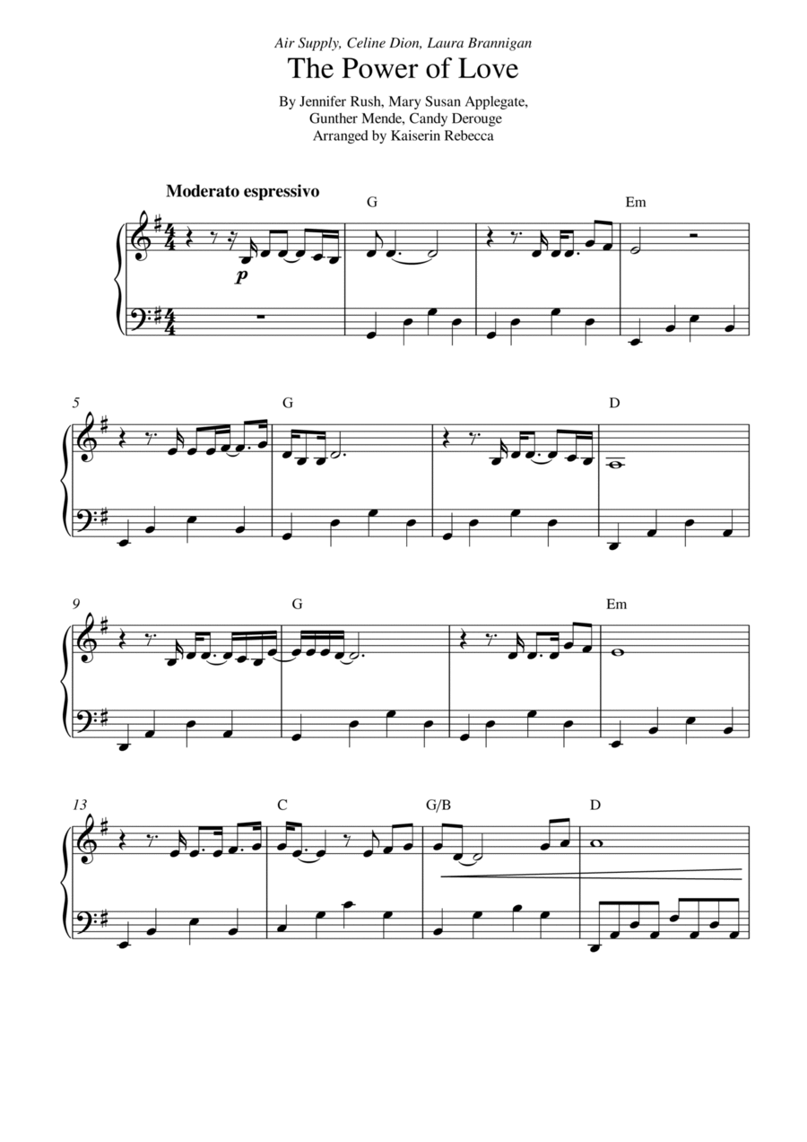 The Power Of Love The Power Of Love Piano Solo scores gallery preview page 1