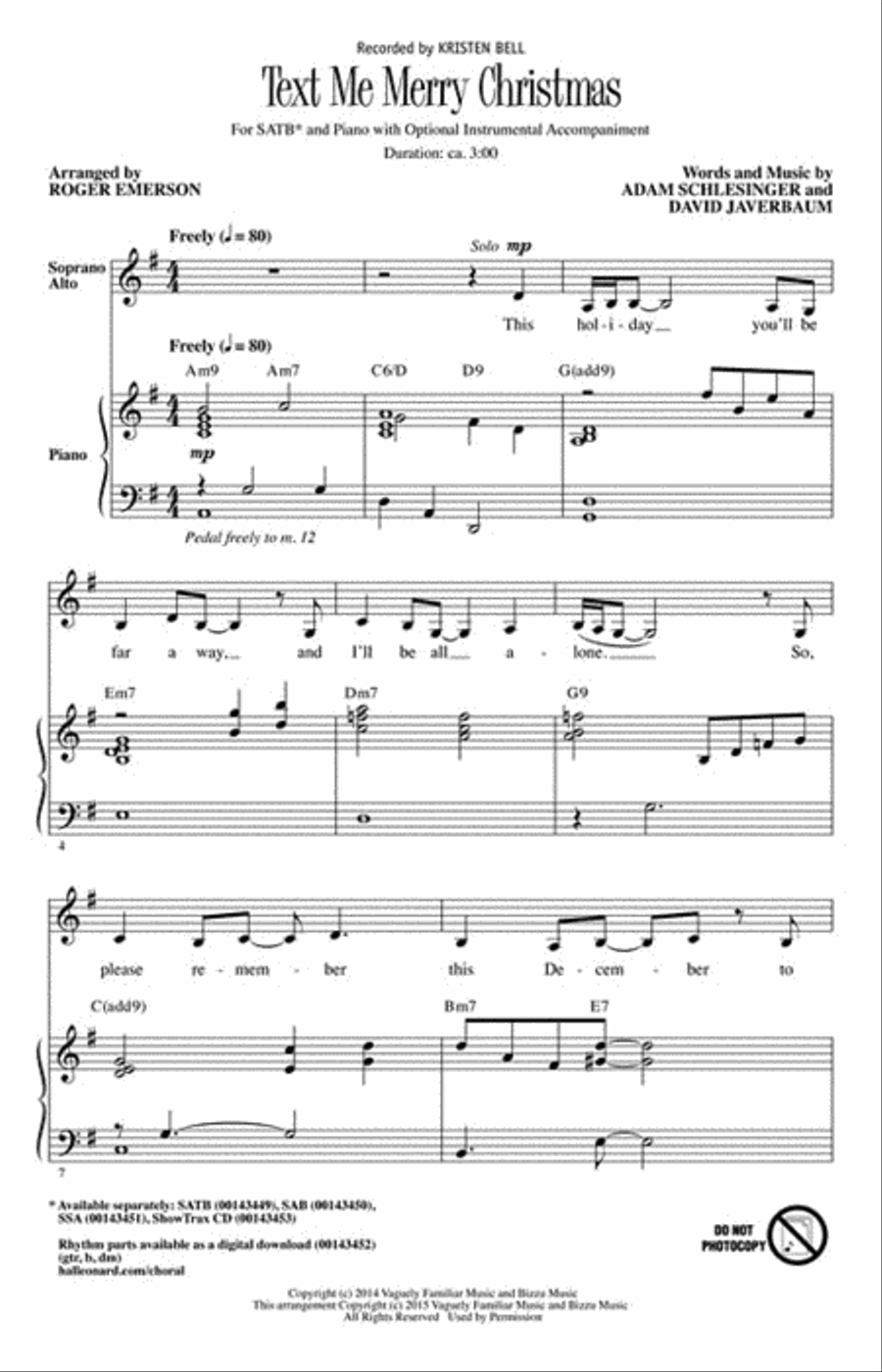 Text Me Merry Christmas 4-Part scores gallery preview page 2