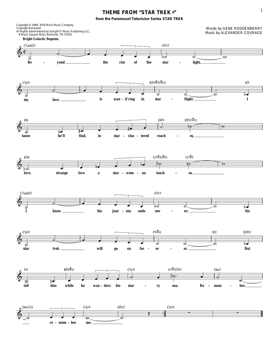 Theme From Star Trek Theme From Star Trek Guitar scores gallery preview page 1