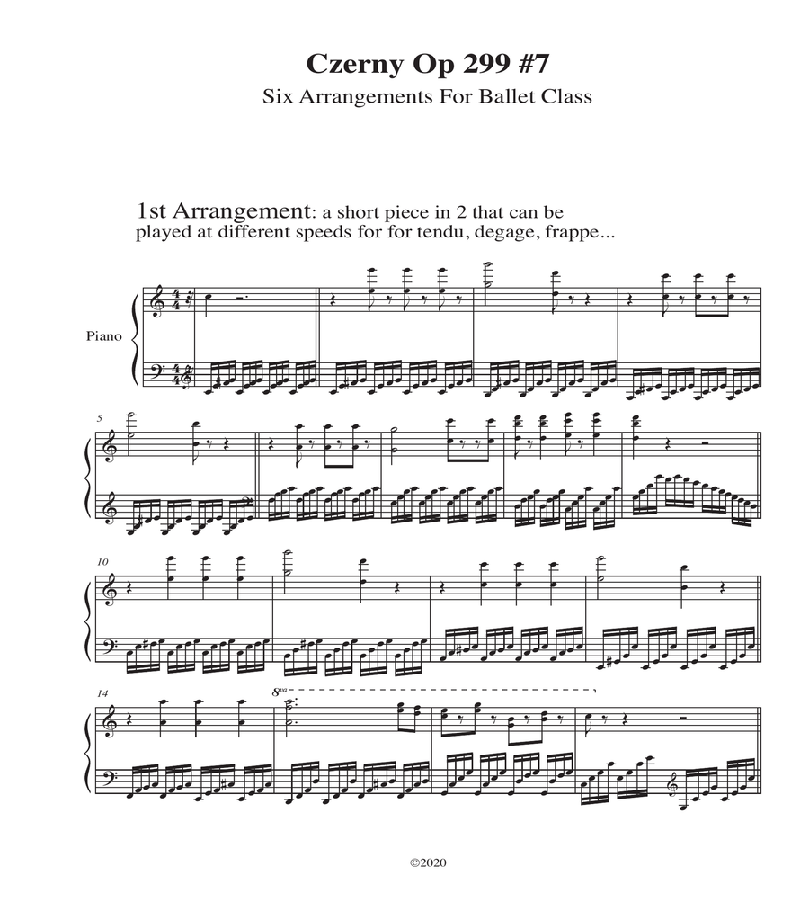 Czerny Op 299 #7, Six Arrangements For Ballet Class