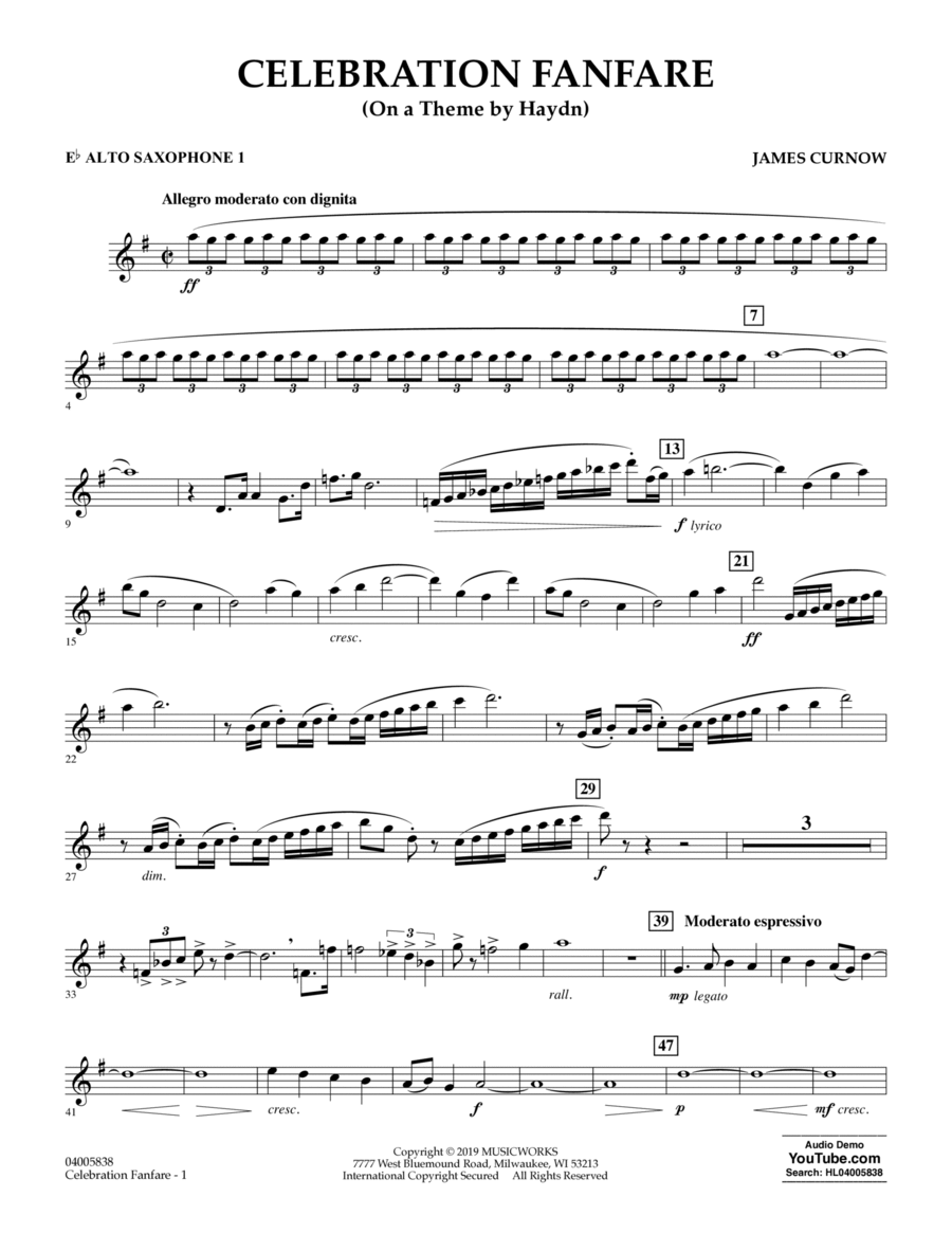Celebration Fanfare (On a Theme by Haydn) - Eb Alto Saxophone 1