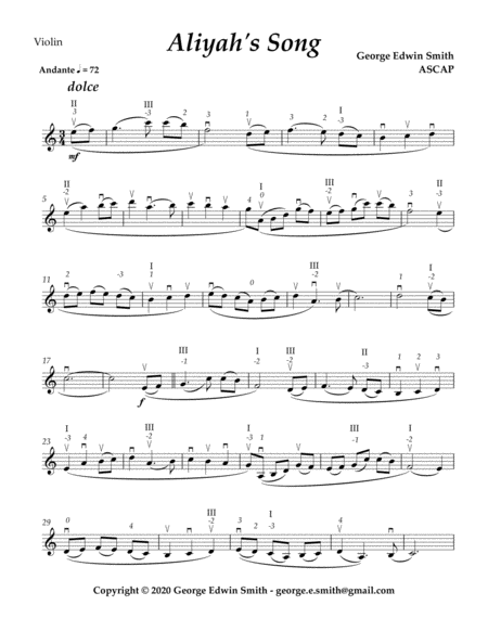 Aliyah's Song for Violin & Piano - Violin part image number null