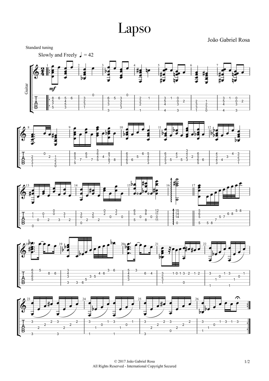 Lapso (Guitar Solo) Guitar Tablature scores gallery preview page 1