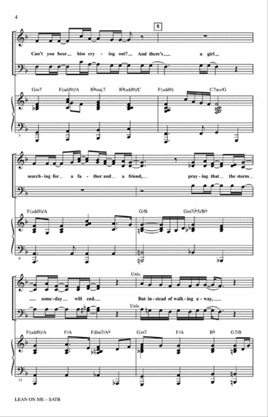 Lean on Me Lean on Me 4-Part scores gallery preview page 3